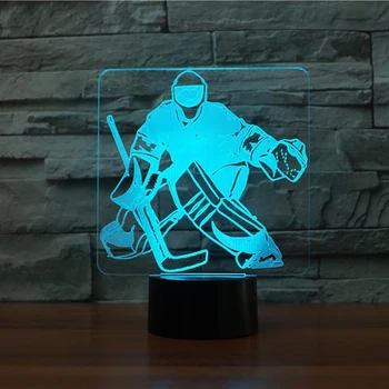Hokej Golman 3D LED RGB Nightlight 7 Promjena Boje lampe Figurice 2213 Dječaci Djevojčice Božićne Igračke