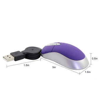 Izvucite Kabel USB Žičani Miš Mini Putovanja Optički Miševi za Djecu i Odrasle Office Home Laptop PC Desktop Korištenje Mause