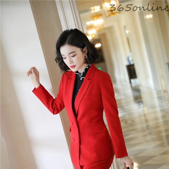 Novost Crvena OL Stilova dugi rukav Formalne Blazers Jakne Kaputi za žene Poslovna Radna odjeća Jesen Zima odjeća Majice odjeća